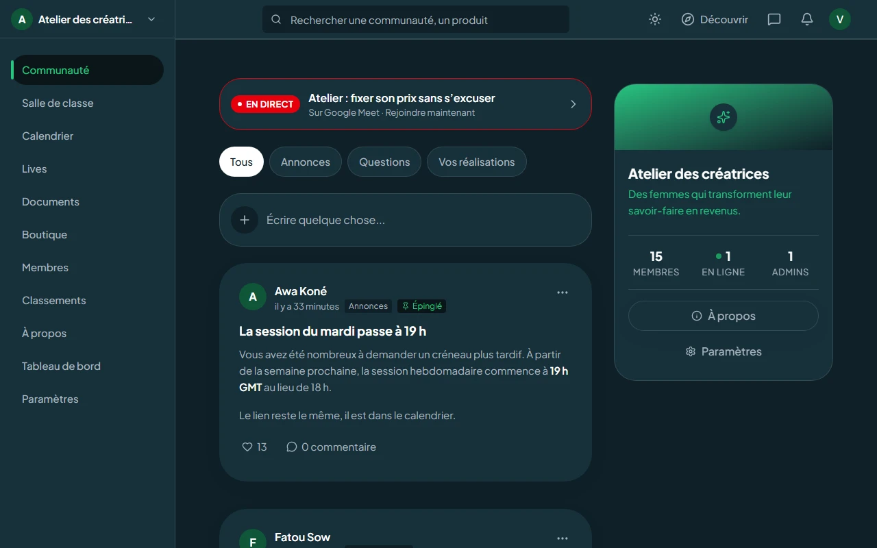 L’espace « Le fil » dans Tockal