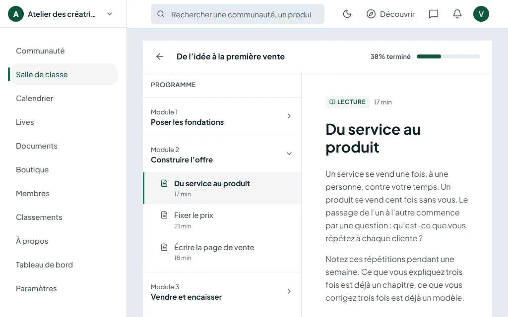 Une leçon ouverte dans la salle de classe : le programme par modules et la progression du cours